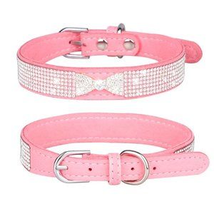 Bling Rhinestone Diamond Bow Pet Collar in Pink NEW Size XS